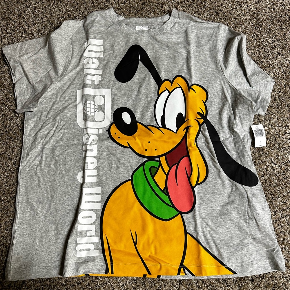 Disney World Pluto Dog T-Shirt - Gray and Yellow